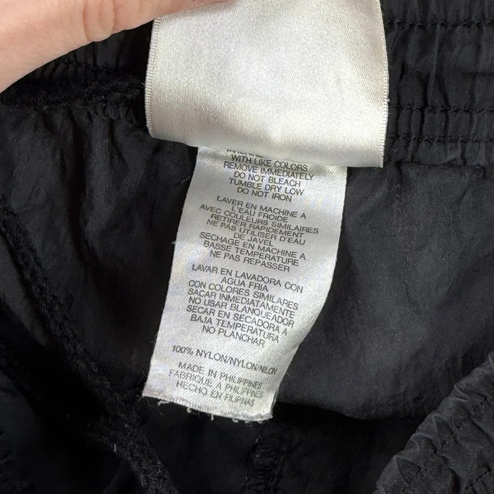 Vintage Adidas Windbreaker Pants Men Medium Black Gym Drawstring Zip Ankle Nylon - Picture 7 of 12